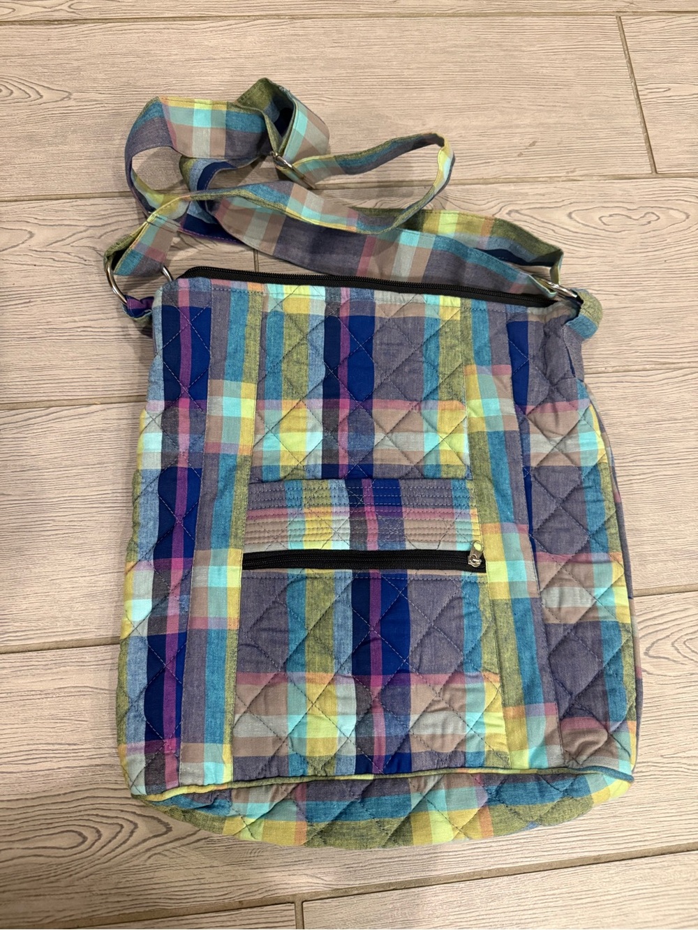 Rapha House Quilted Plaid Crossbody Tote Bag in Multi-Color